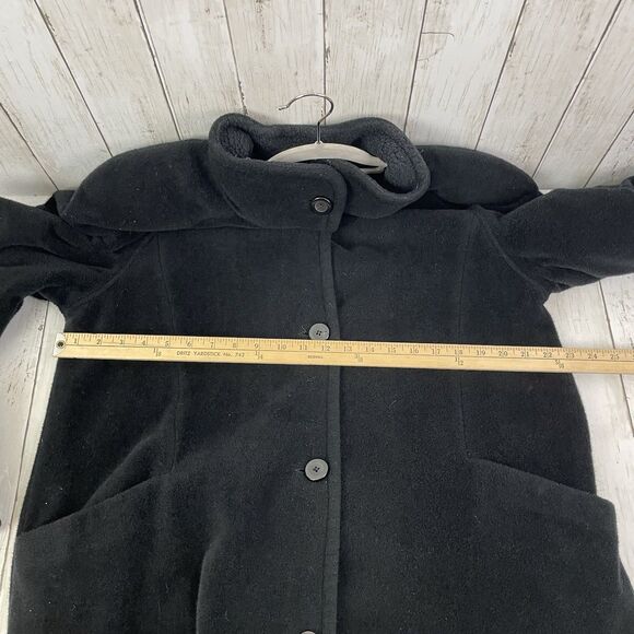 Vintage LL Bean Women’s M Wool Blend Long Trench Coat Black Made In USA - Picture 10 of 11